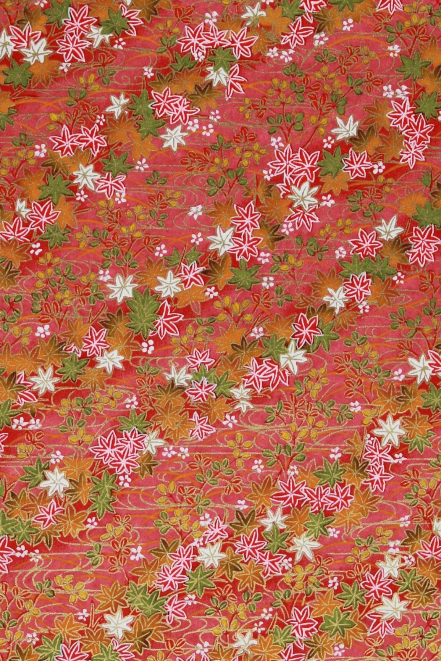 Floral patterned  chiyogami paper with small flowers on a red background