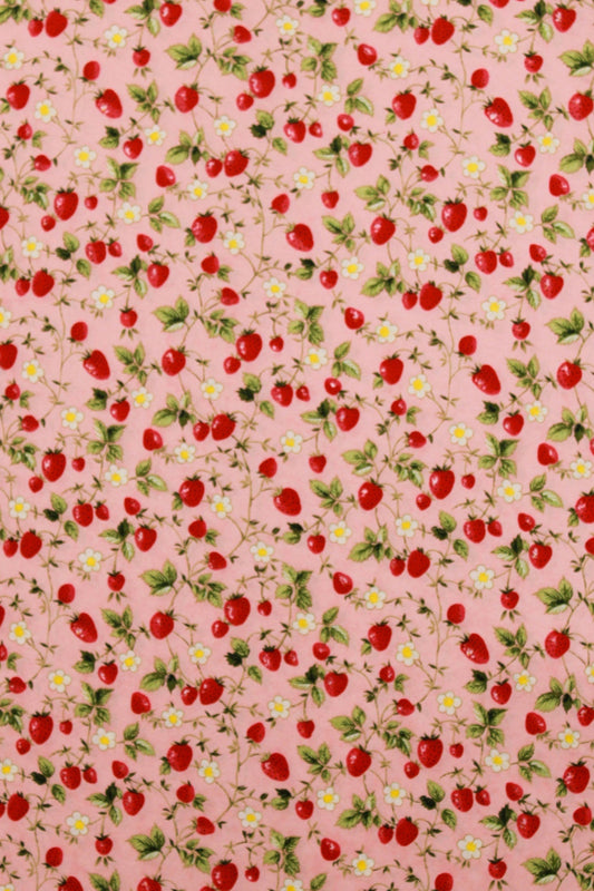 Pattern of red cherries on a pink background
