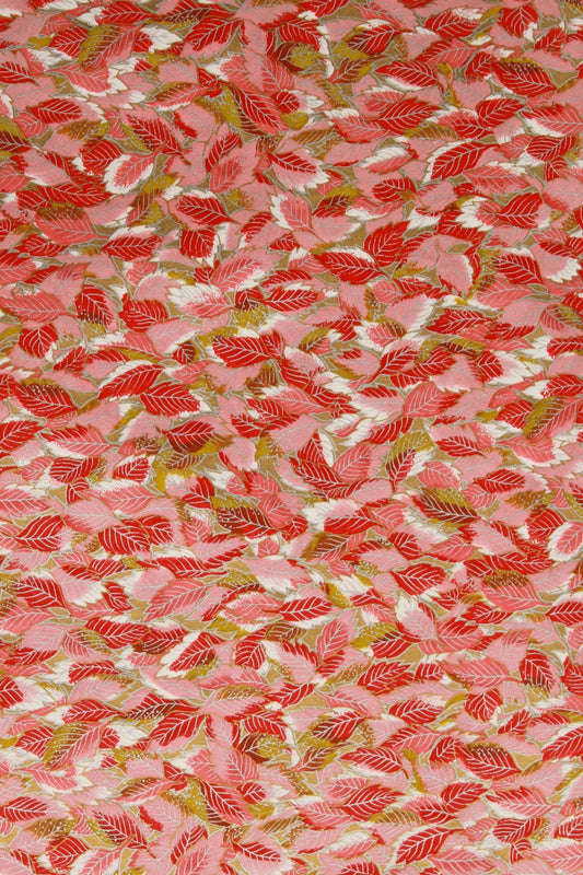 Patterned chiyogami paper with red and pink floral design