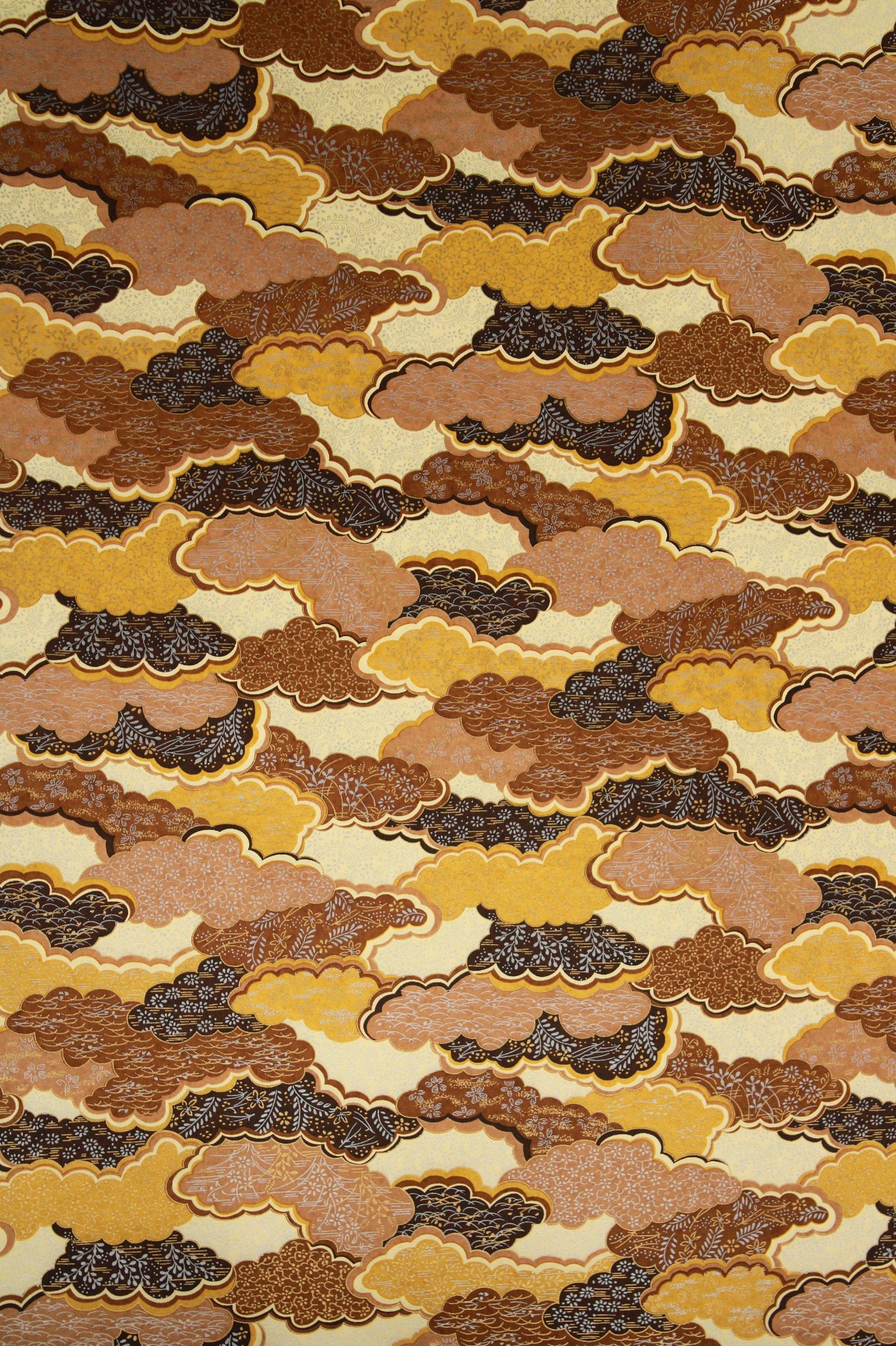 Chiyogami paper camouflage pattern with brown, beige, and black colors