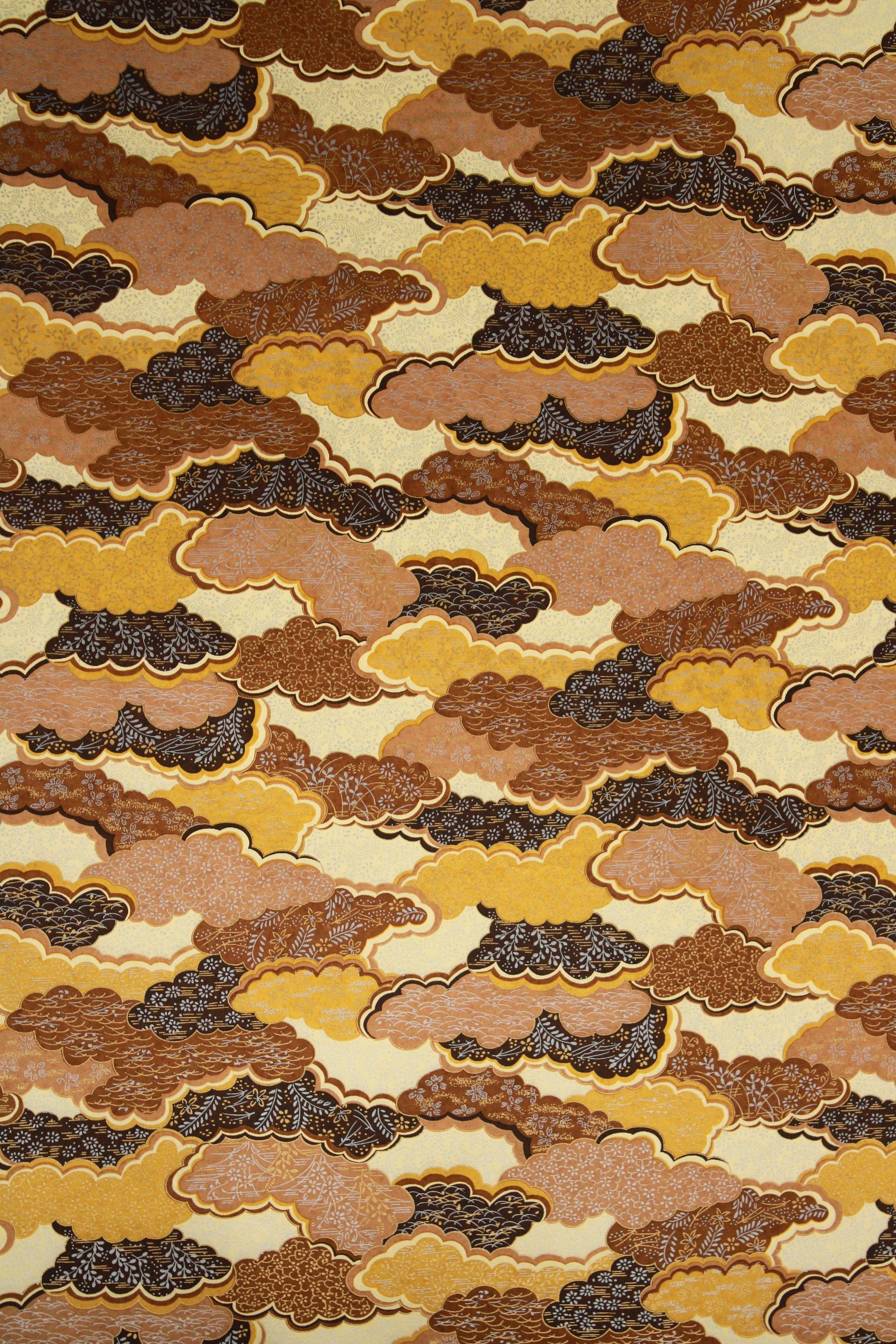Chiyogami paper camouflage pattern with brown, beige, and black colors