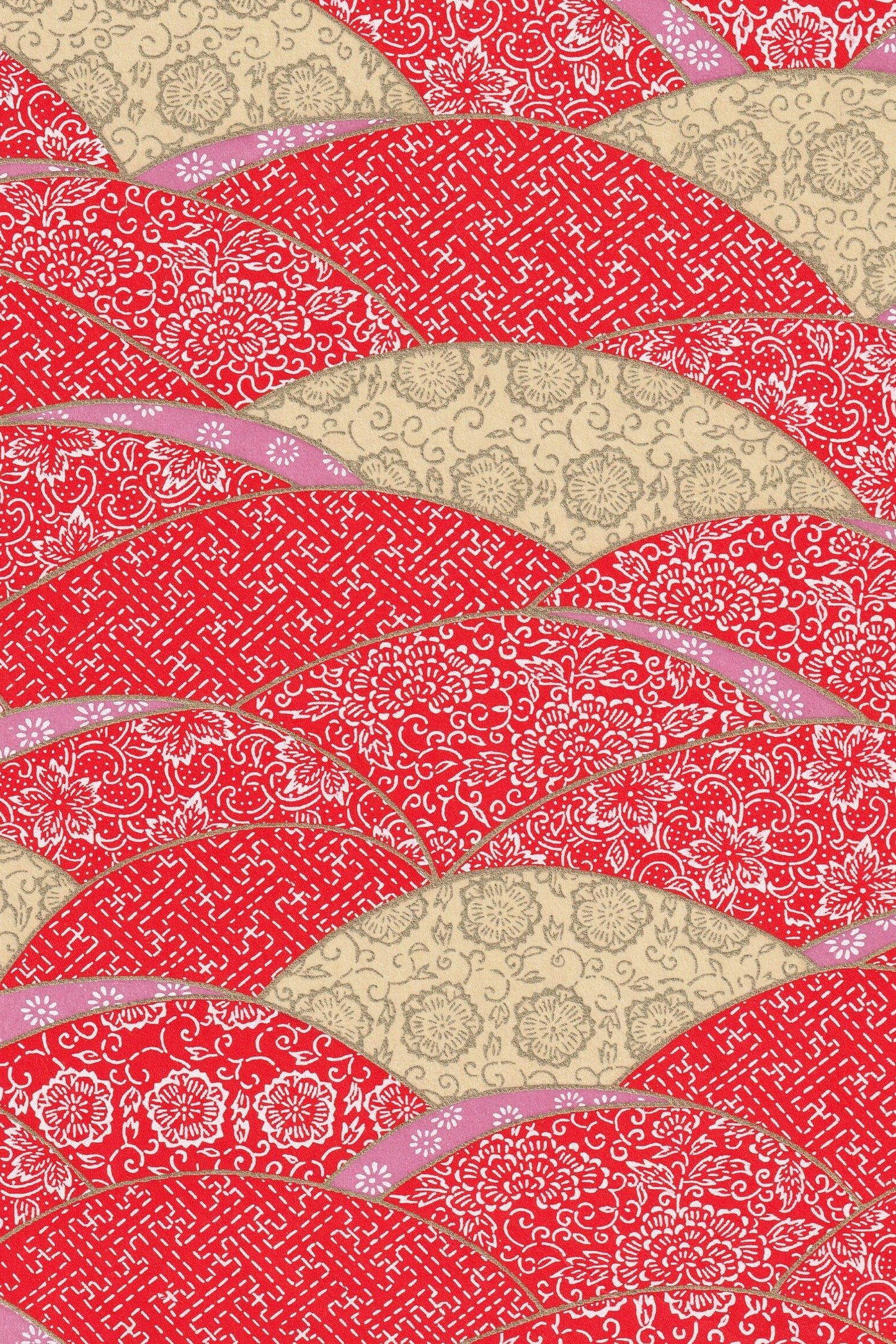 Decorative pattern with geometric shapes on a red background