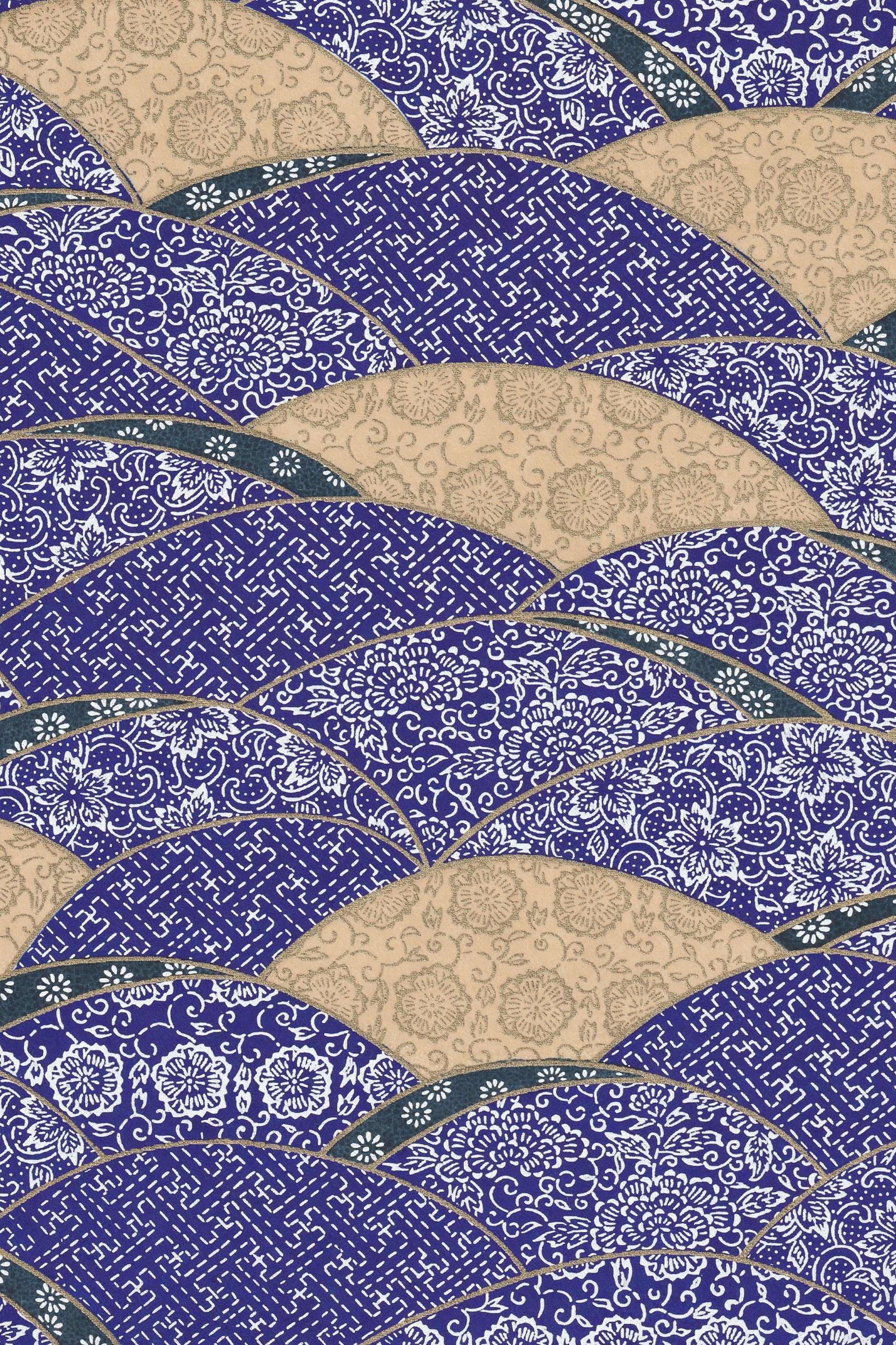 Decorative  chiyogami paper pattern with blue and beige design