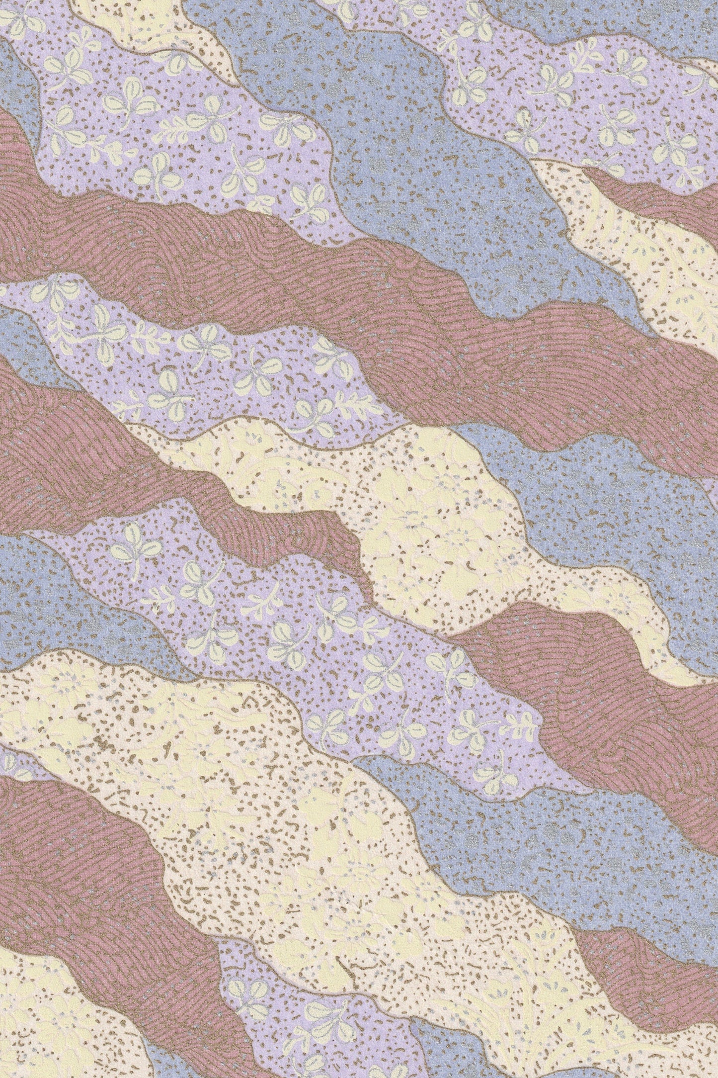 Textured pattern with wavy lines in brown, purple, and beige.