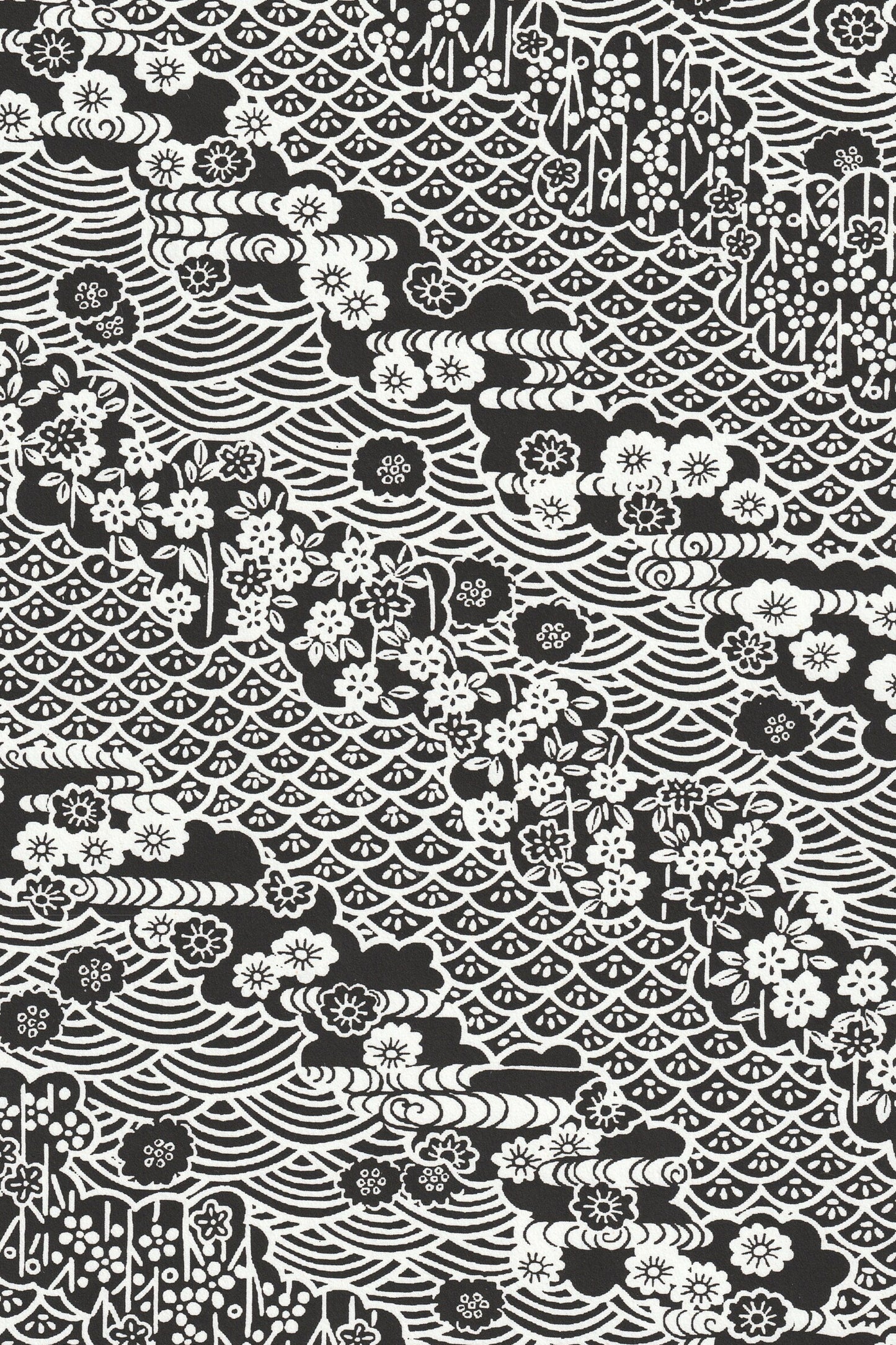 Black and white traditional patterned  chiyogami paper texture