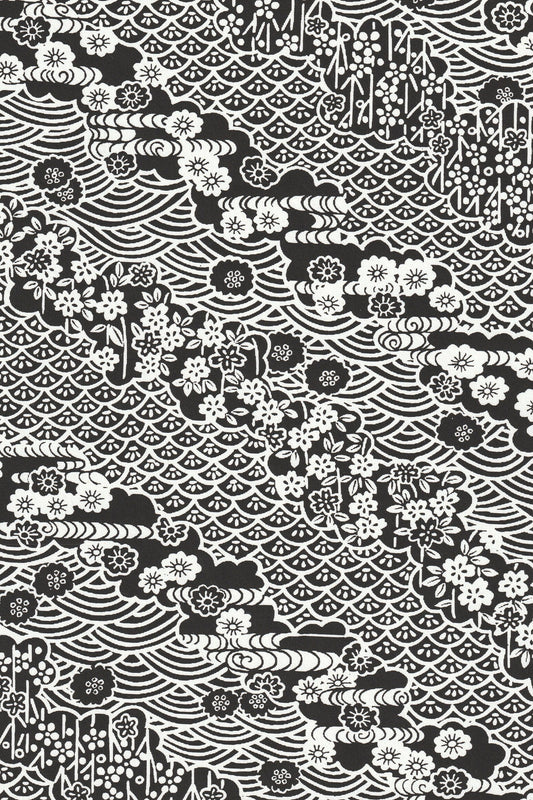 Black and white traditional patterned  chiyogami paper texture