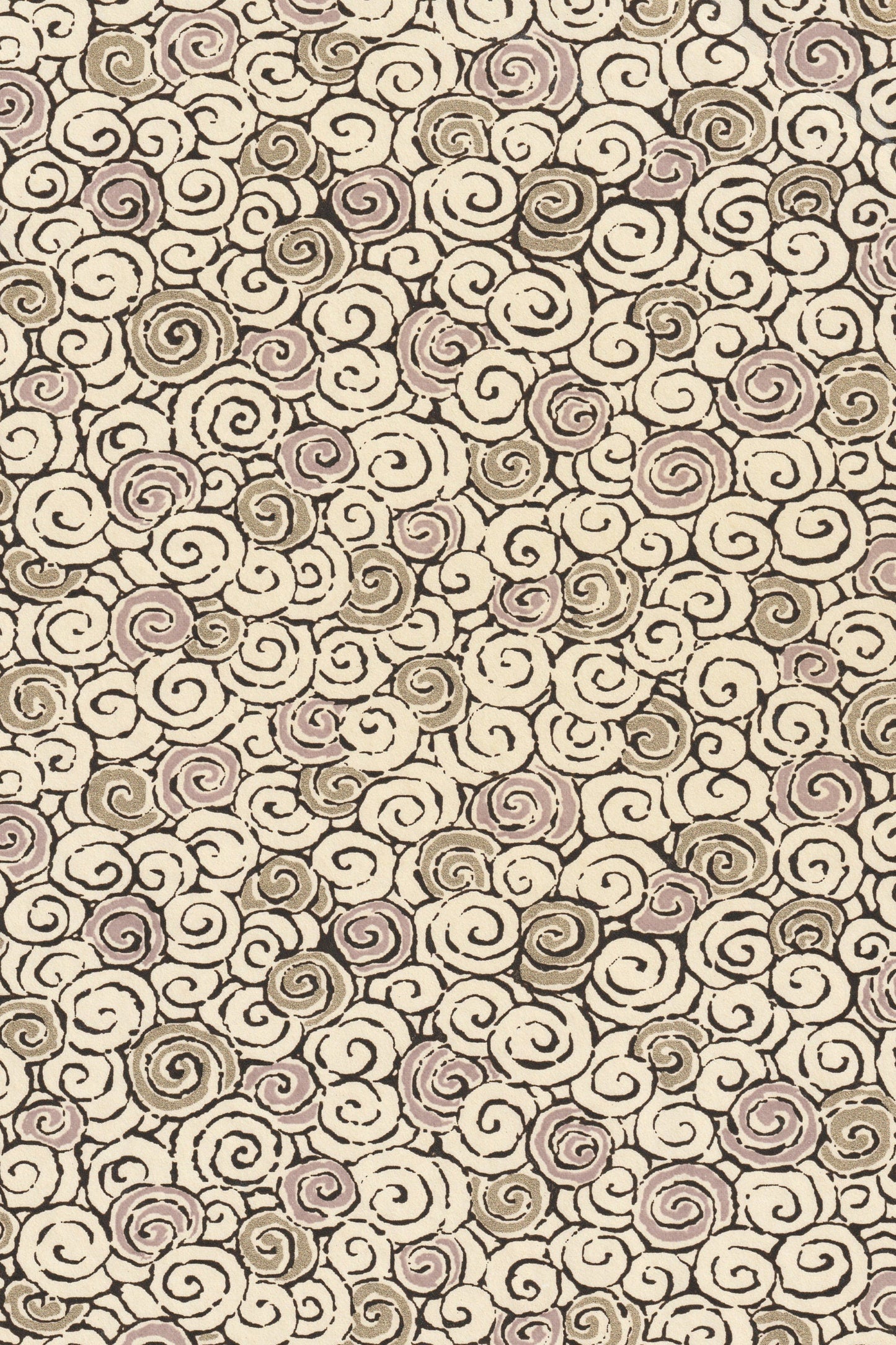 Patterned chiyogami paper with swirls in beige and brown tones