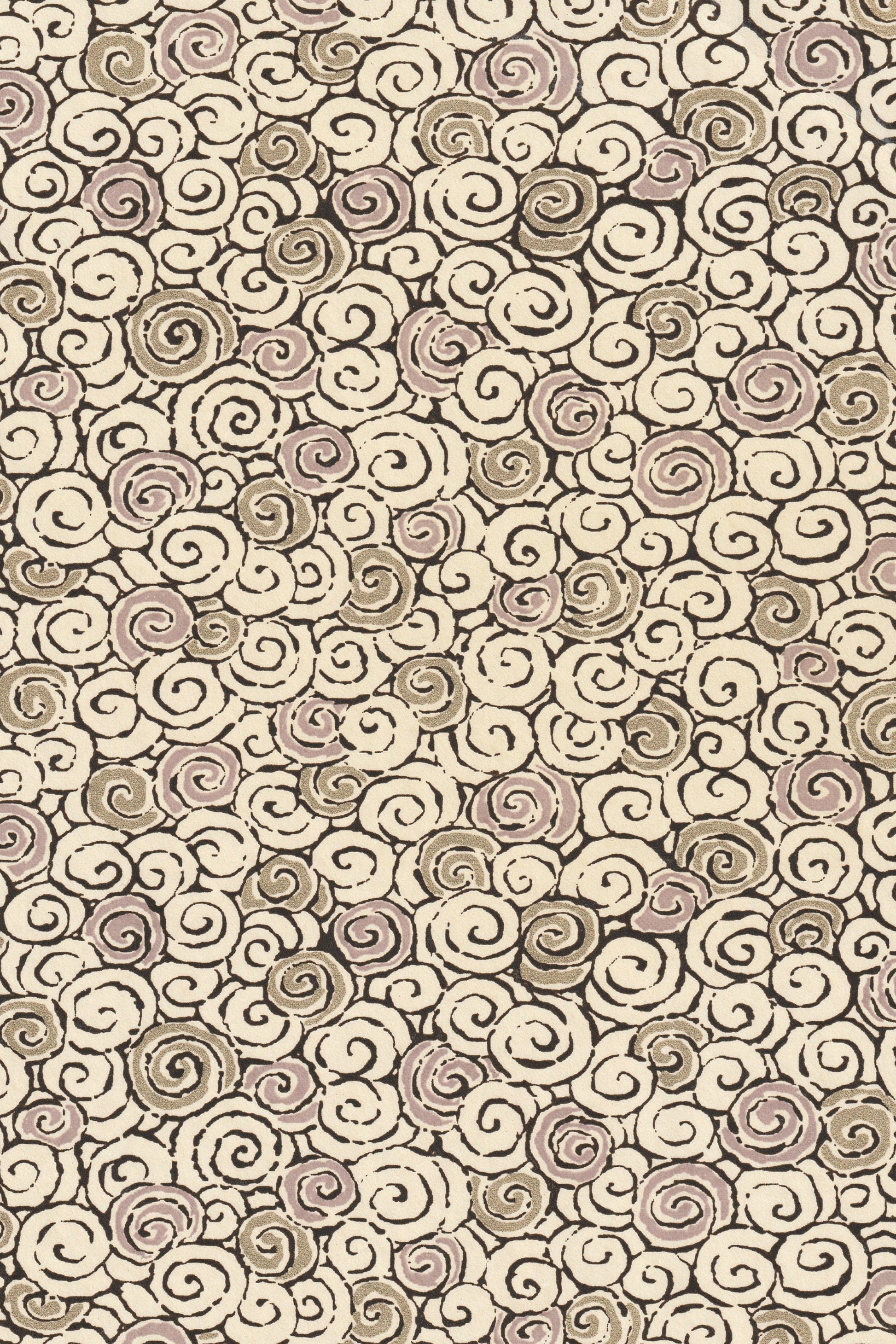 Patterned chiyogami paper with swirls in beige and brown tones