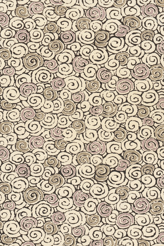 Patterned chiyogami paper with swirls in beige and brown tones