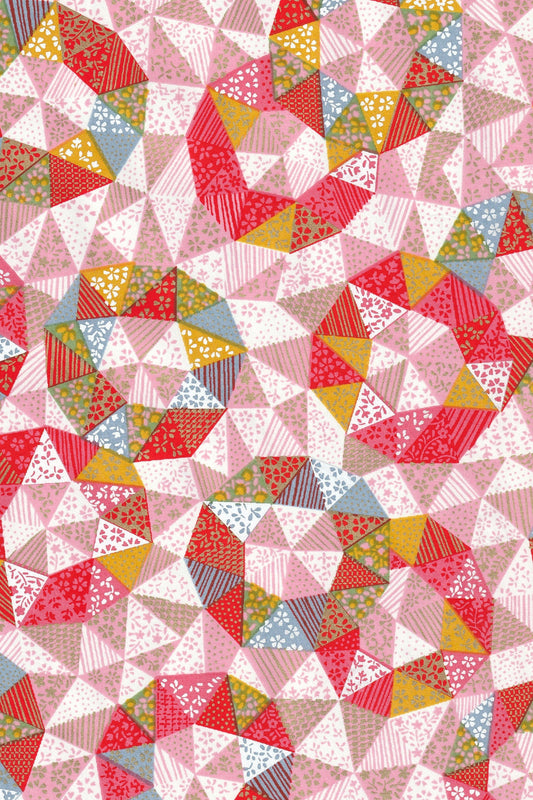 Colorful geometric triangle pattern on a chiyogami paper background