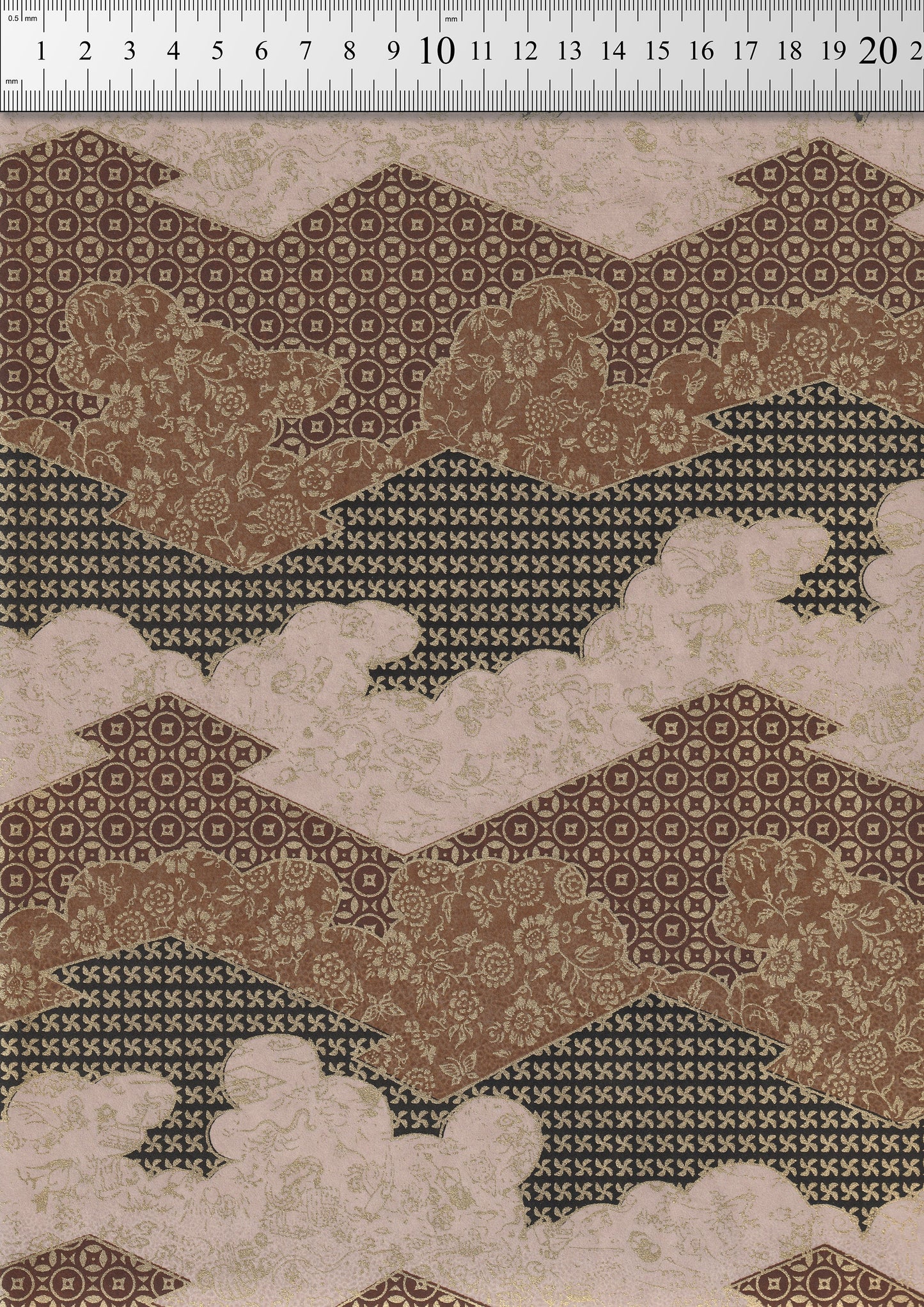 Textile with geometric pattern on a beige background