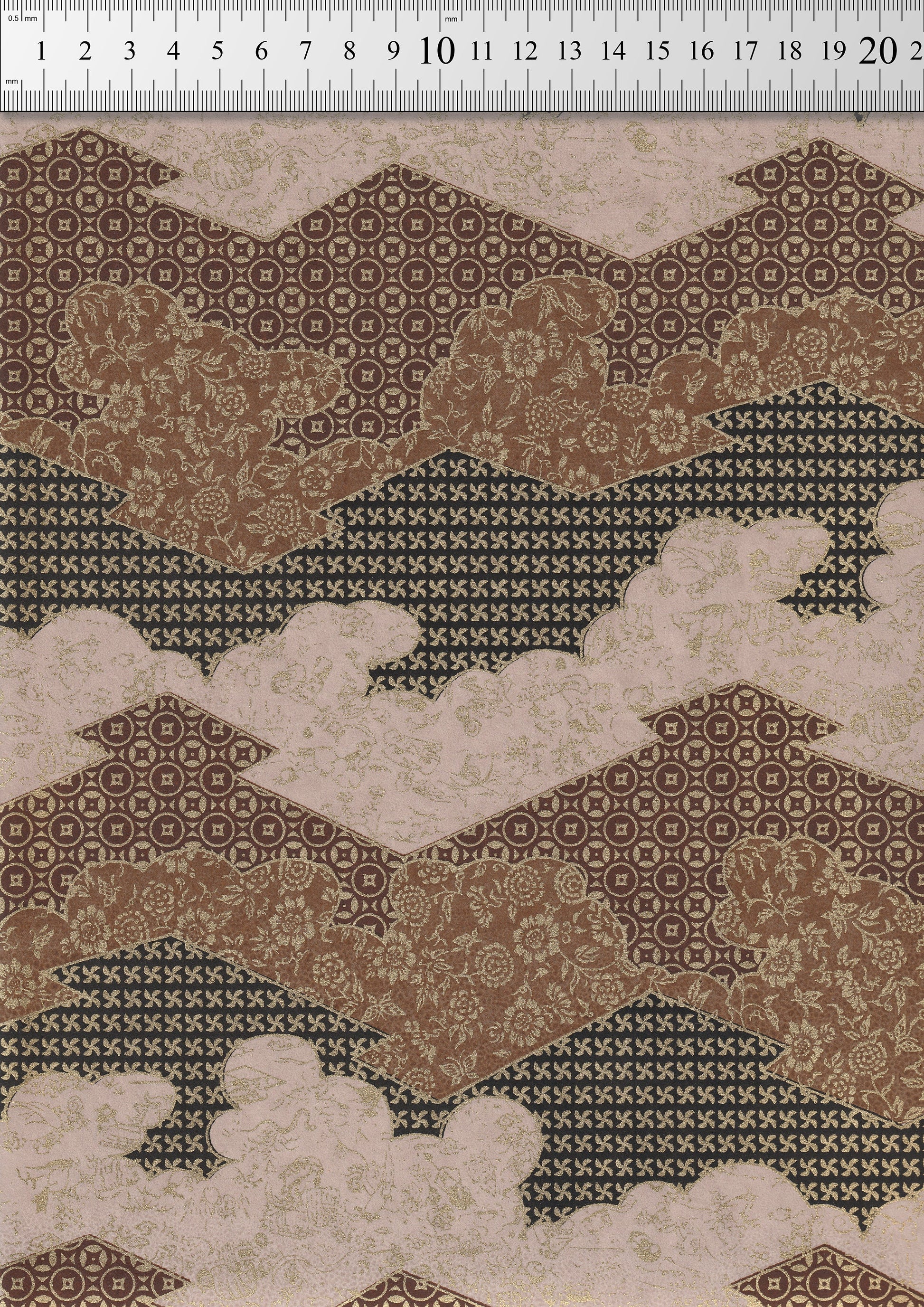 Textile with geometric pattern on a beige background
