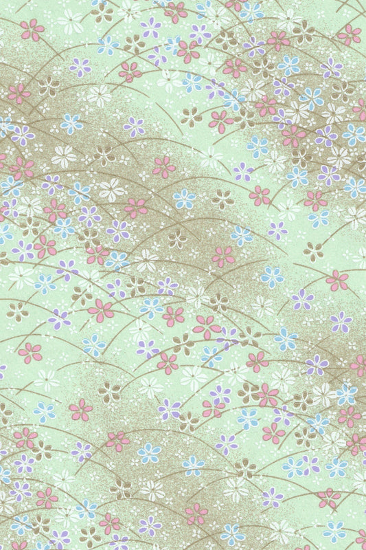 Floral pattern on a light green background