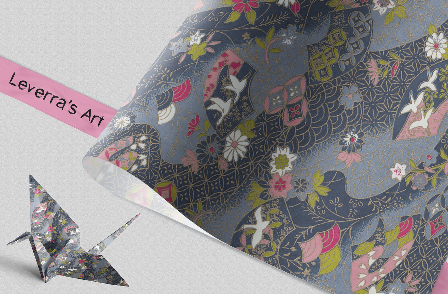 Decorative paper with floral and abstract designs, featuring a 'Leverra's Art' label.