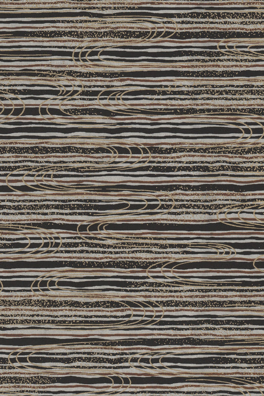 Textured chiyogami paper with wavy line pattern in brown and beige tones