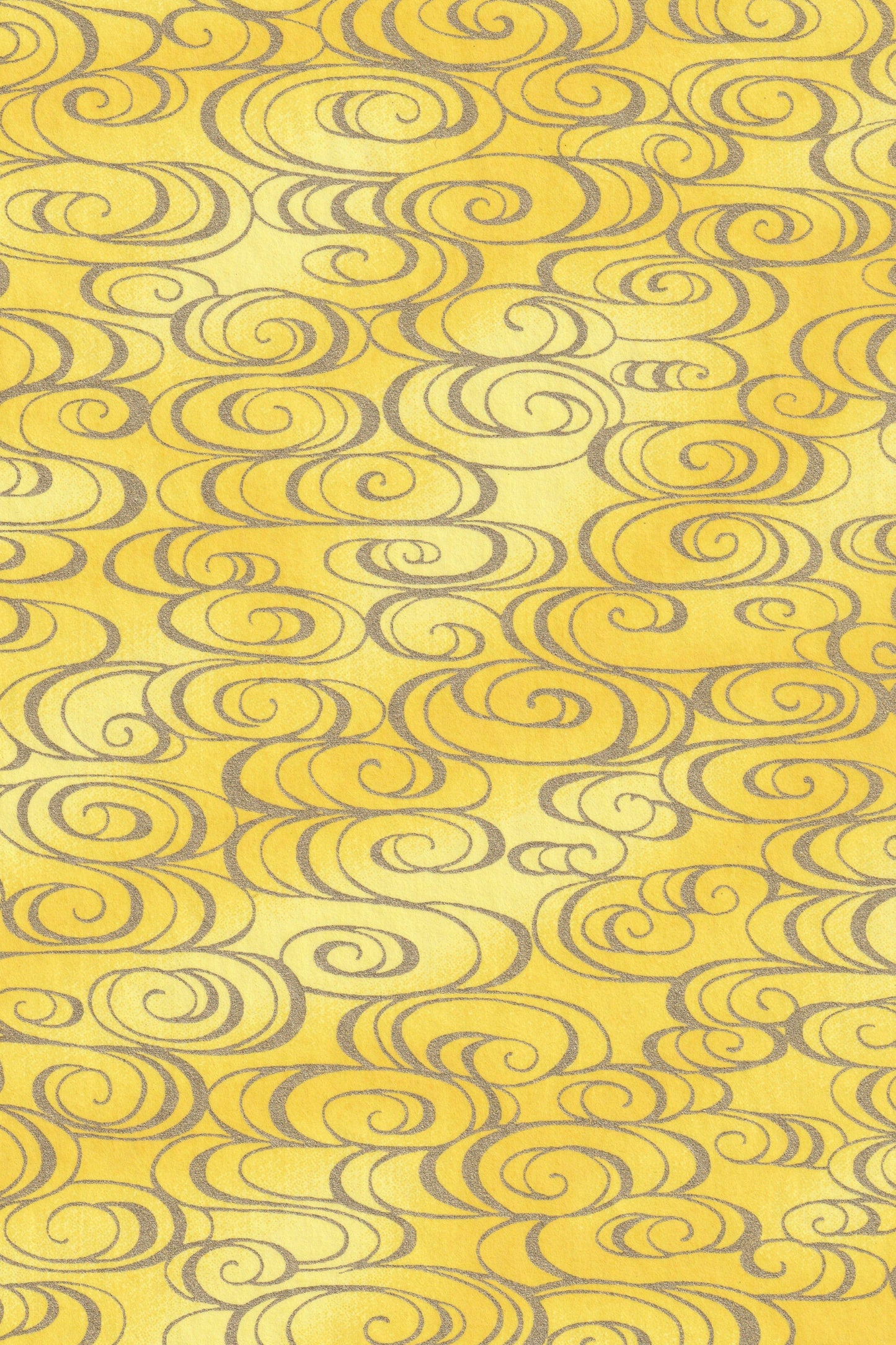 Chiyogami Paper with grey swirl patterns on yellow background