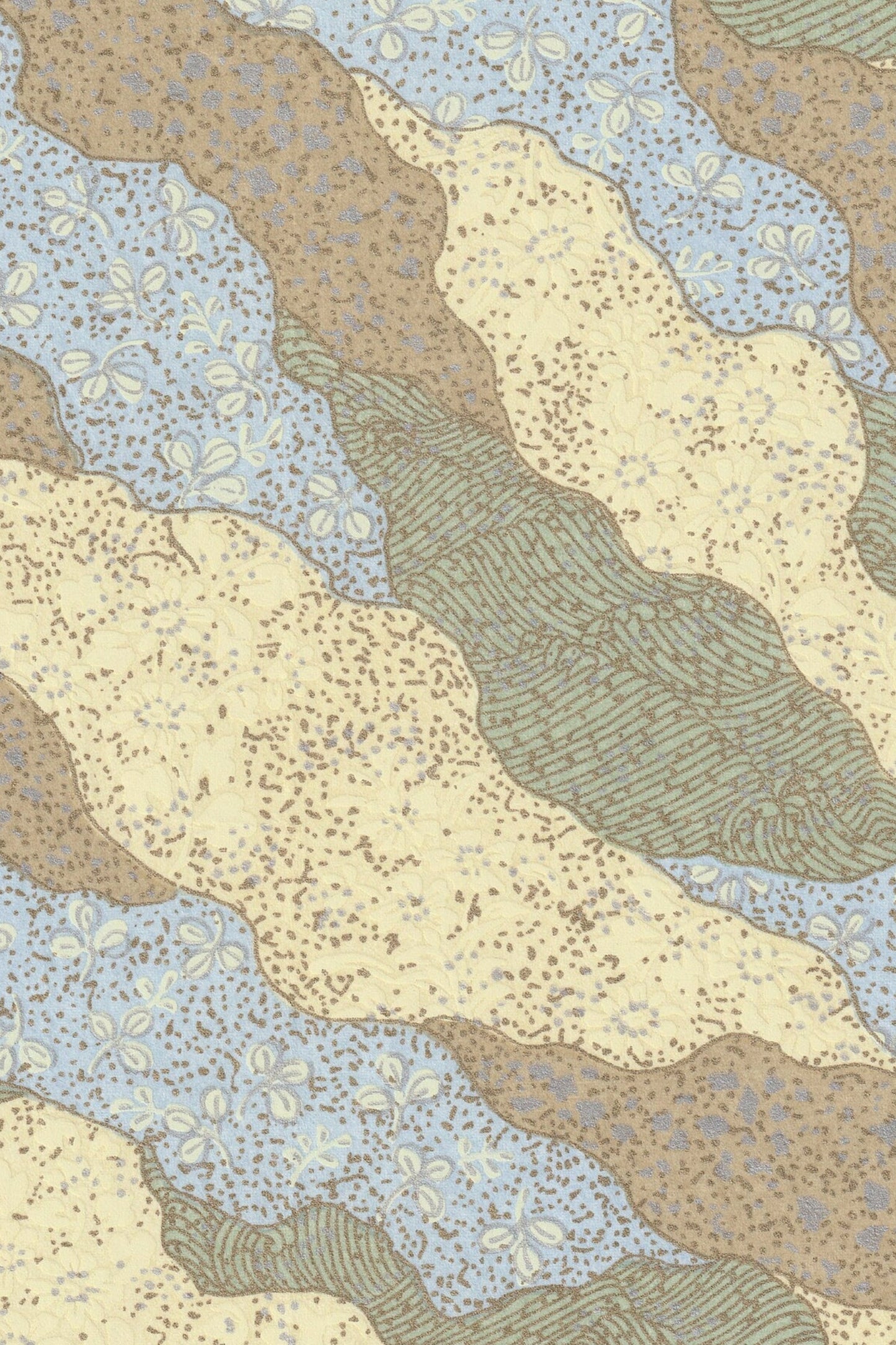 Chiyogami paper with Textured pattern with earthy tones on a beige background