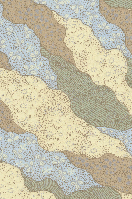 Chiyogami paper with Textured pattern with earthy tones on a beige background