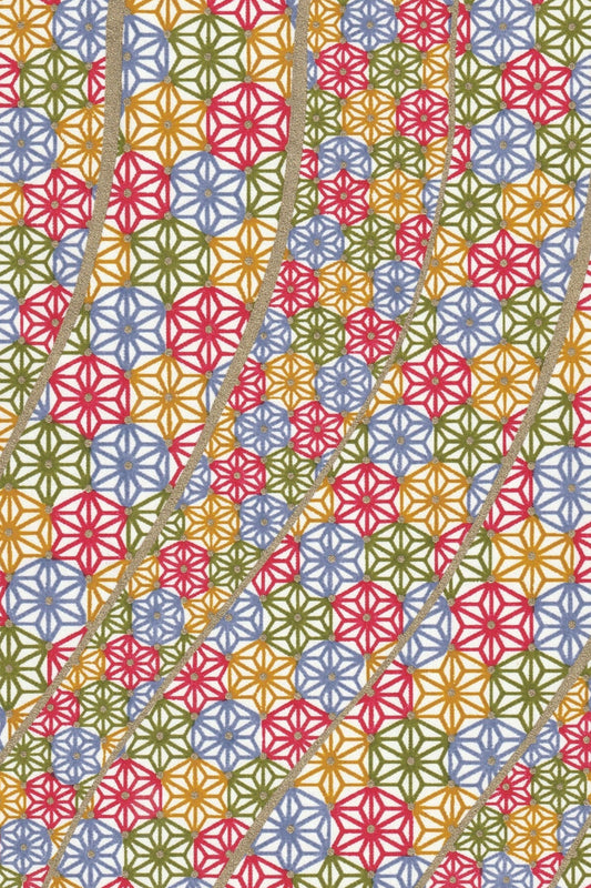 Chiyogami paper with Colorful geometric pattern with interlocking shapes