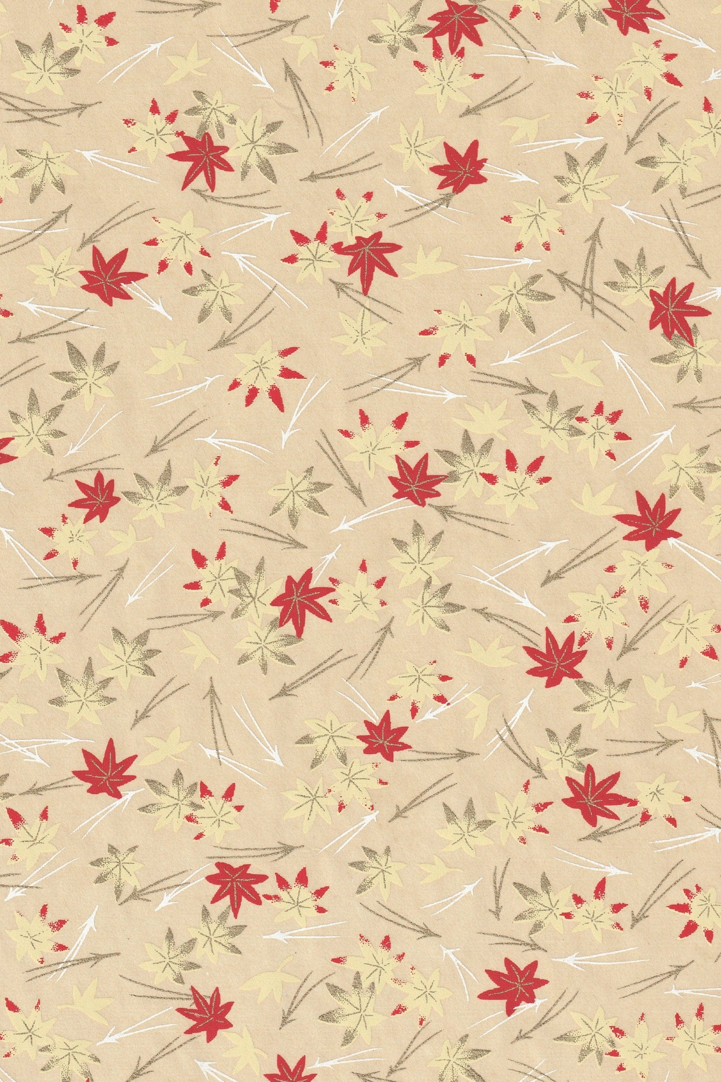 Beige background with red floral pattern