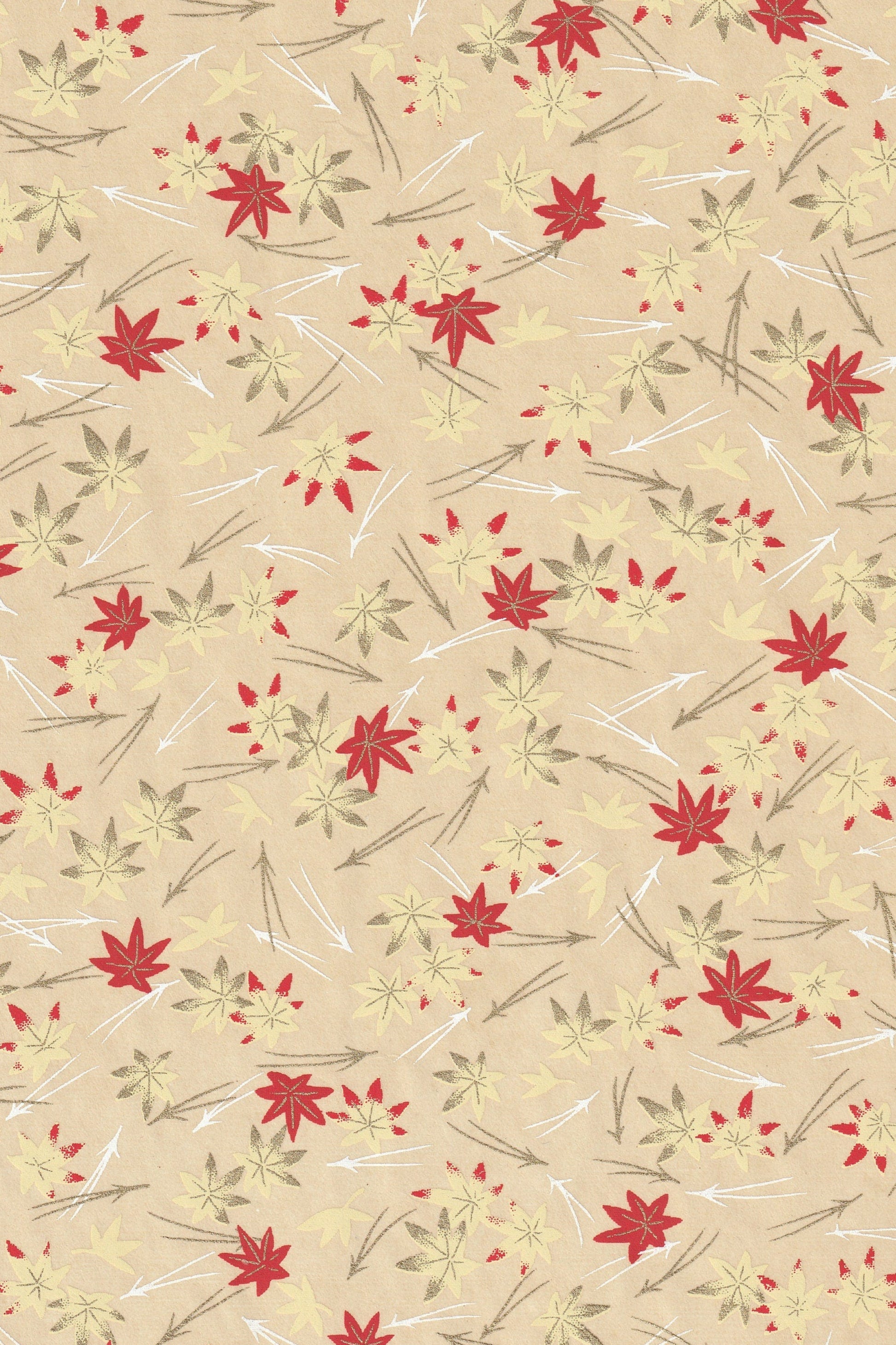 Beige background with red floral pattern