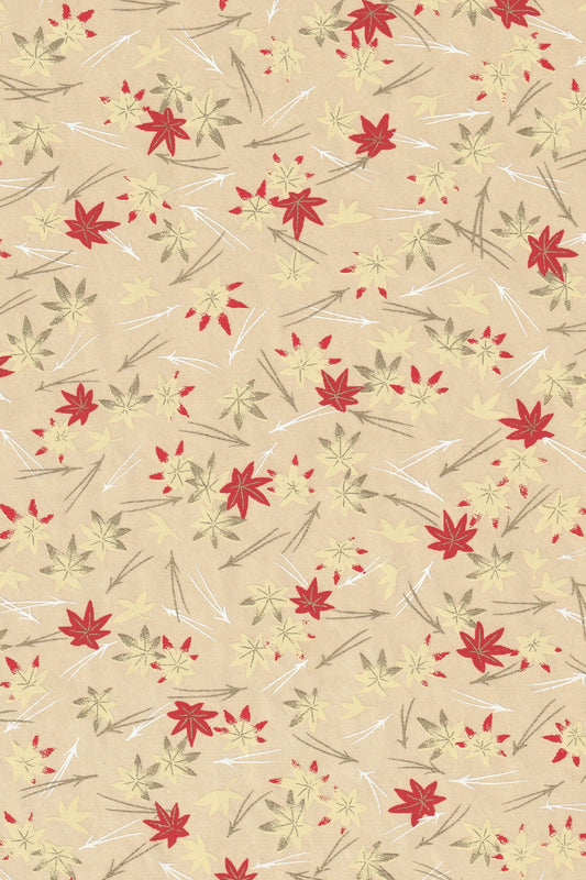 Beige background with red floral pattern